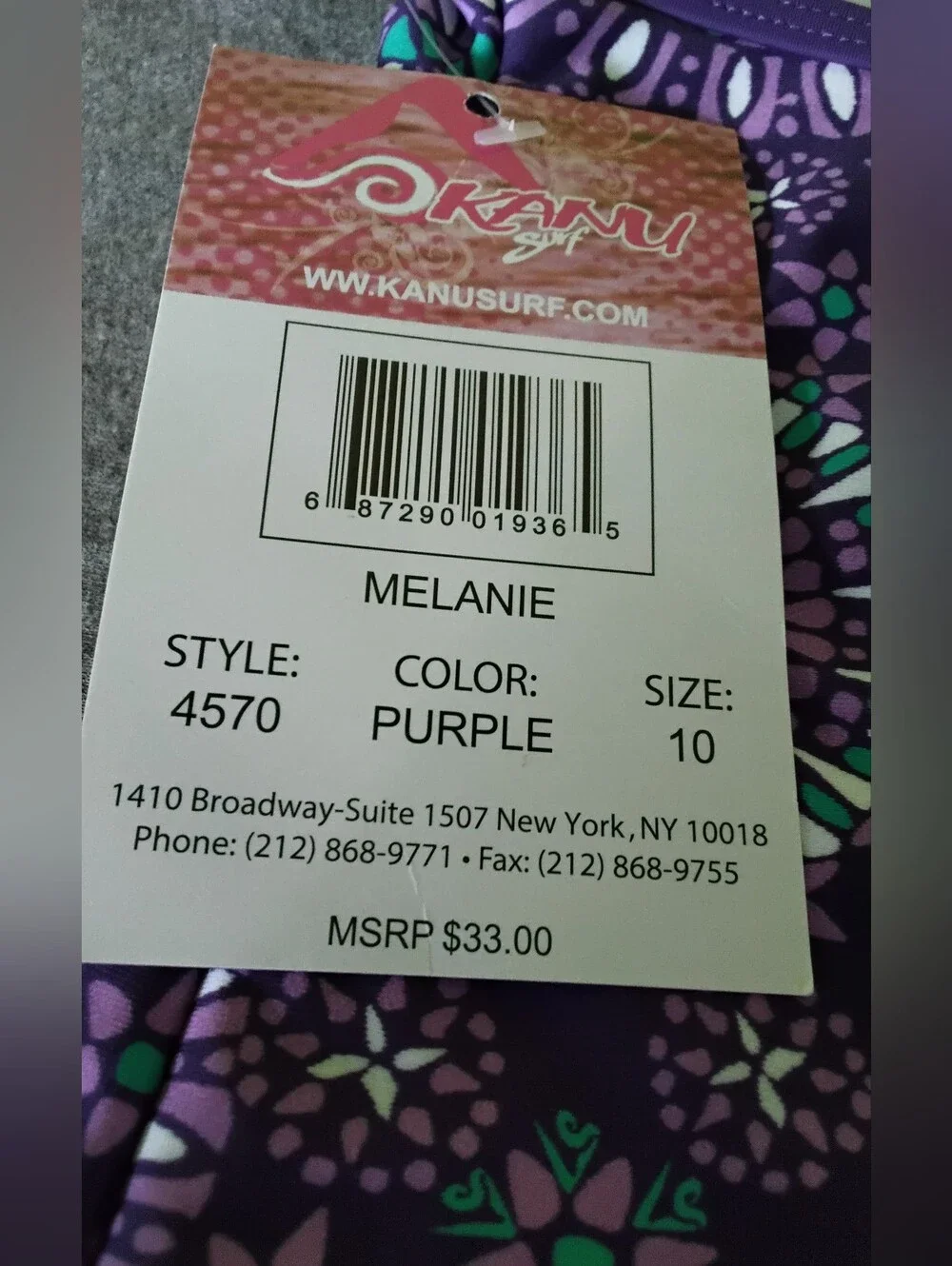Kanu Surf Melanie Girls Size 10 Purple Tankini Swimsuit 2 Piece NWT